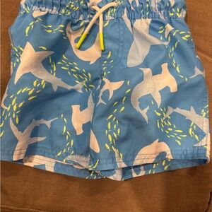 Cat & Jack Blue Shark Pattern Swim Trunks